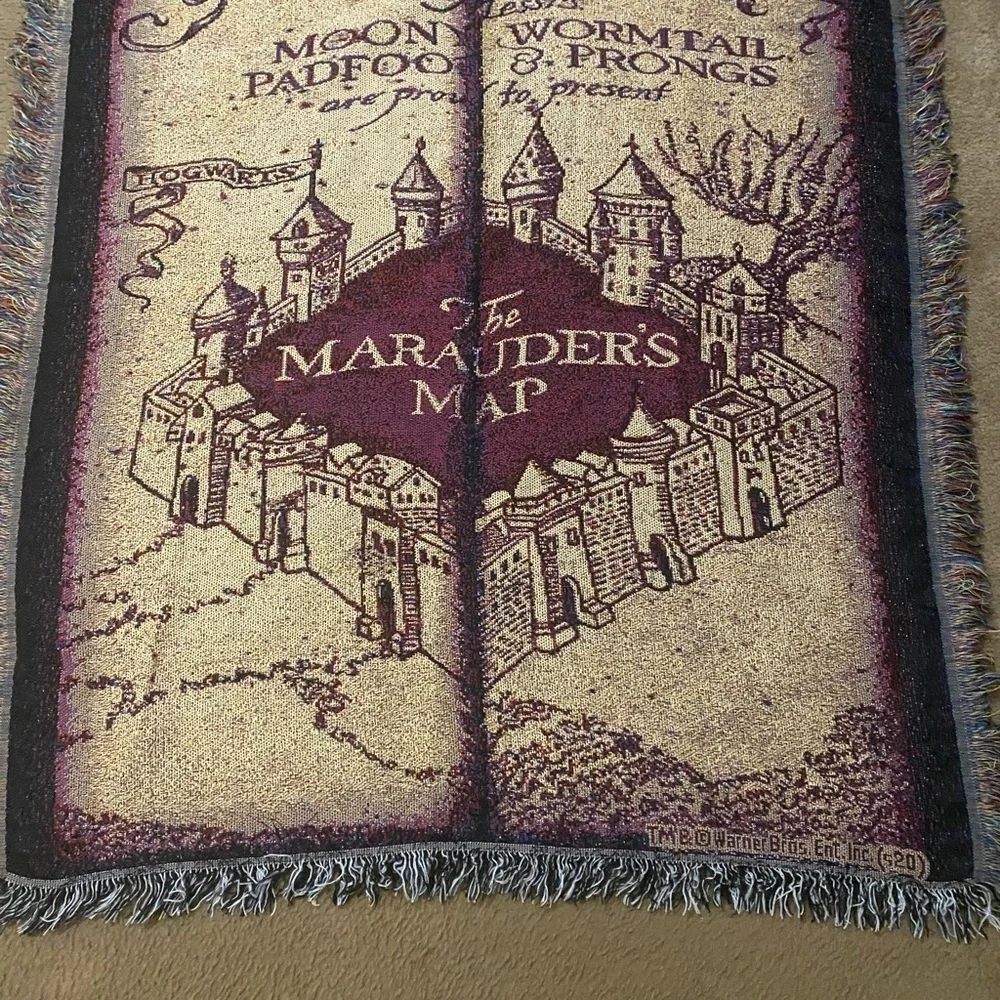 Harry Potter Marauder's Map Woven Tapestry Throw Blanket American Made 48 x 60
